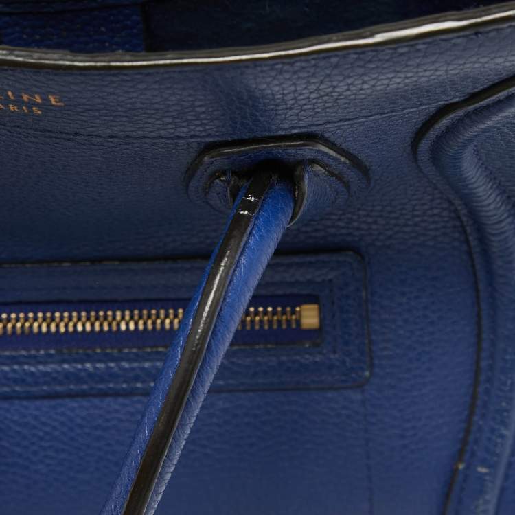 Pre Owned Celine Blue Leather Nano Luggage Tote