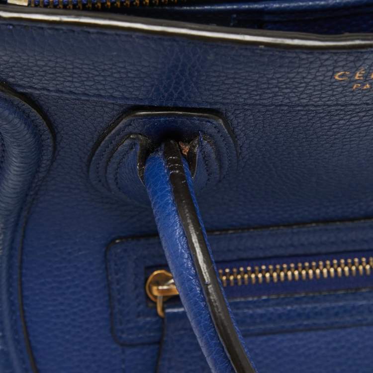 Pre Owned Celine Blue Leather Nano Luggage Tote
