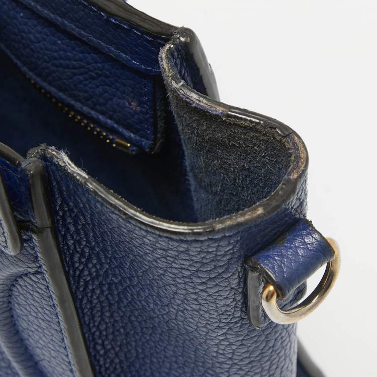 Pre Owned Celine Blue Leather Nano Luggage Tote