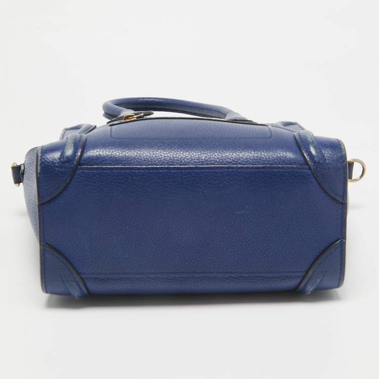 Pre Owned Celine Blue Leather Nano Luggage Tote