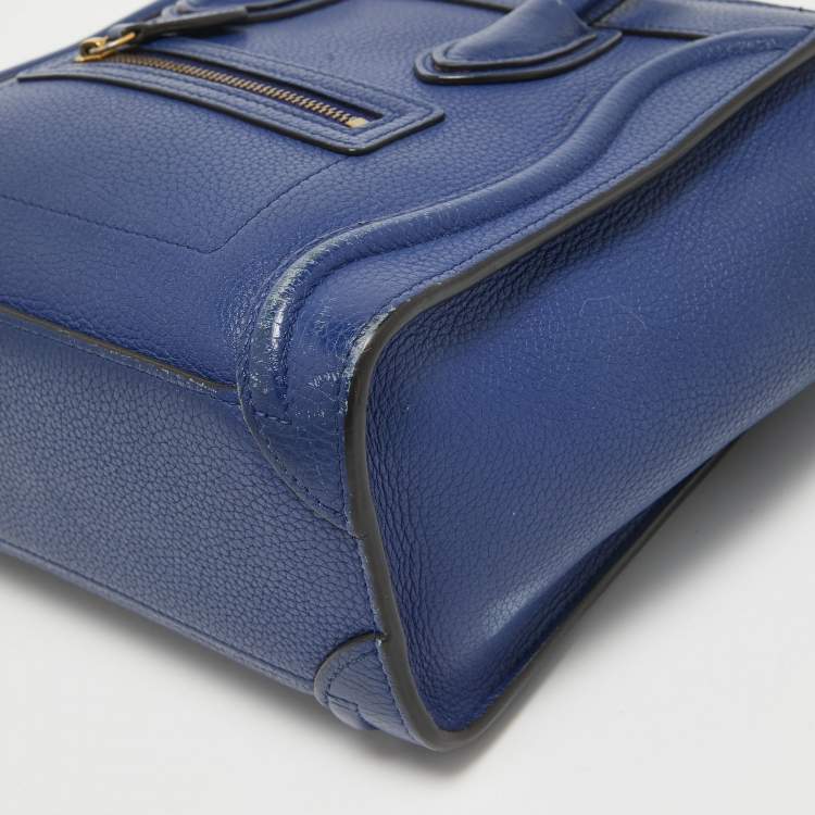 Pre Owned Celine Blue Leather Nano Luggage Tote