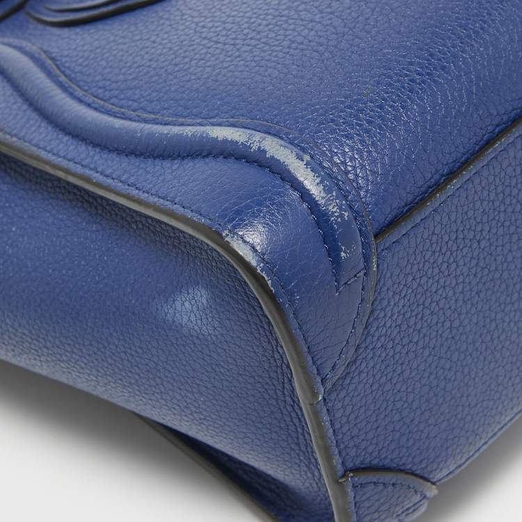 Pre Owned Celine Blue Leather Nano Luggage Tote