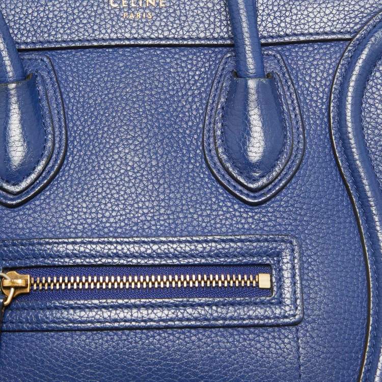 Pre Owned Celine Blue Leather Nano Luggage Tote