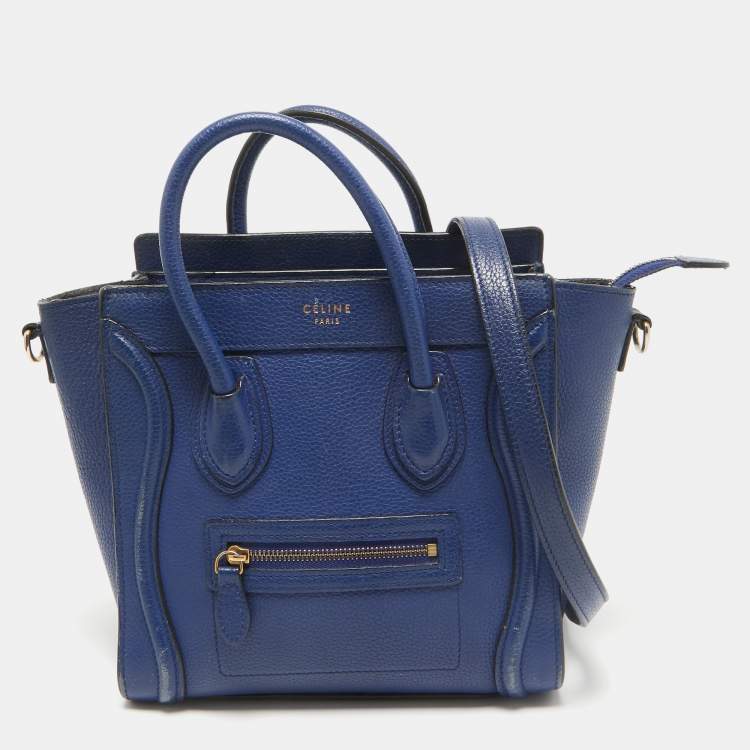 Pre Owned Celine Blue Leather Nano Luggage Tote