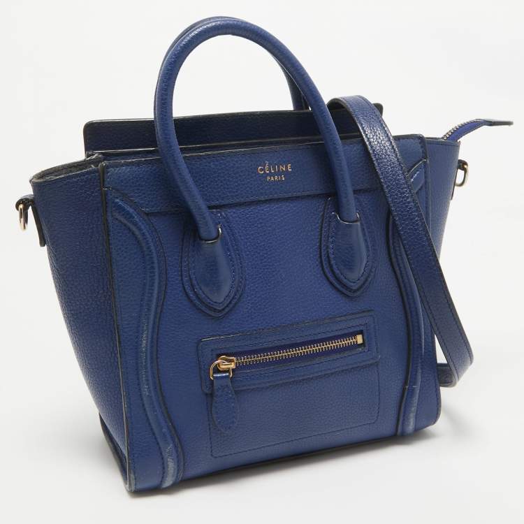 Pre Owned Celine Blue Leather Nano Luggage Tote