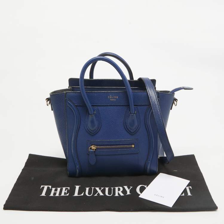 Pre Owned Celine Blue Leather Nano Luggage Tote