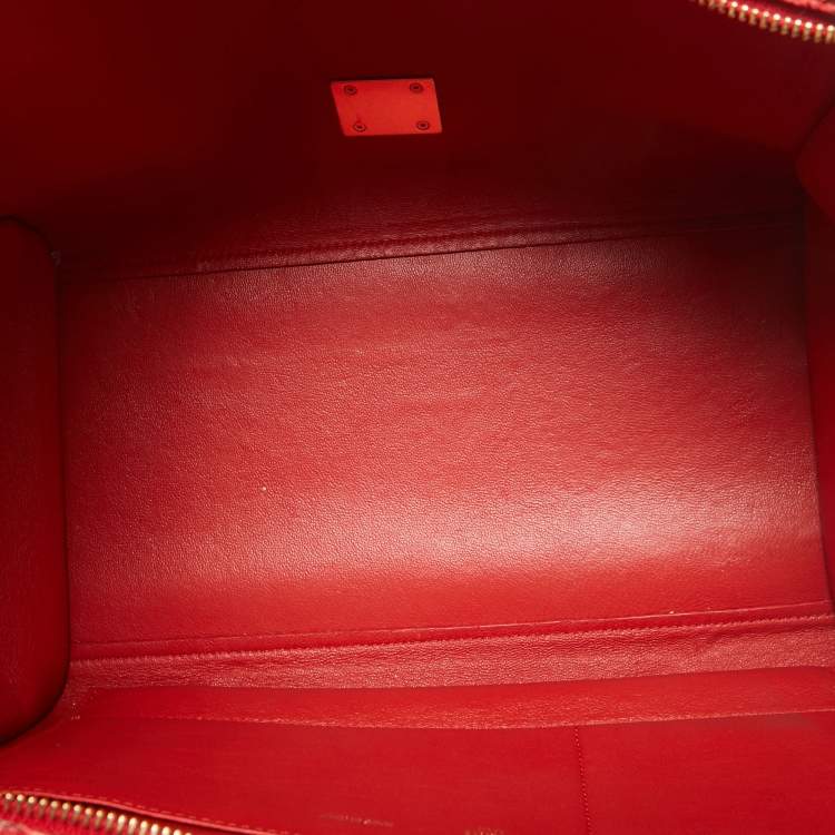 Pre Owned Celine Red Python and Suede Medium Trapeze Bag
