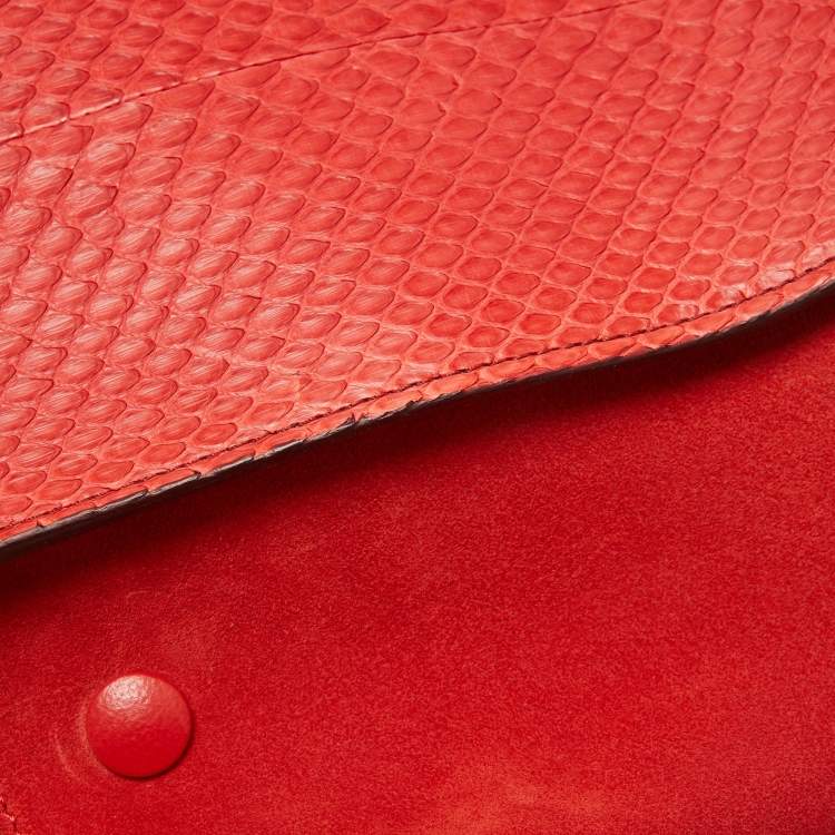 Pre Owned Celine Red Python and Suede Medium Trapeze Bag
