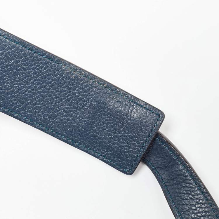 Pre Owned Celine Blue Leather and Suede Medium Trapeze Top Handle Bag