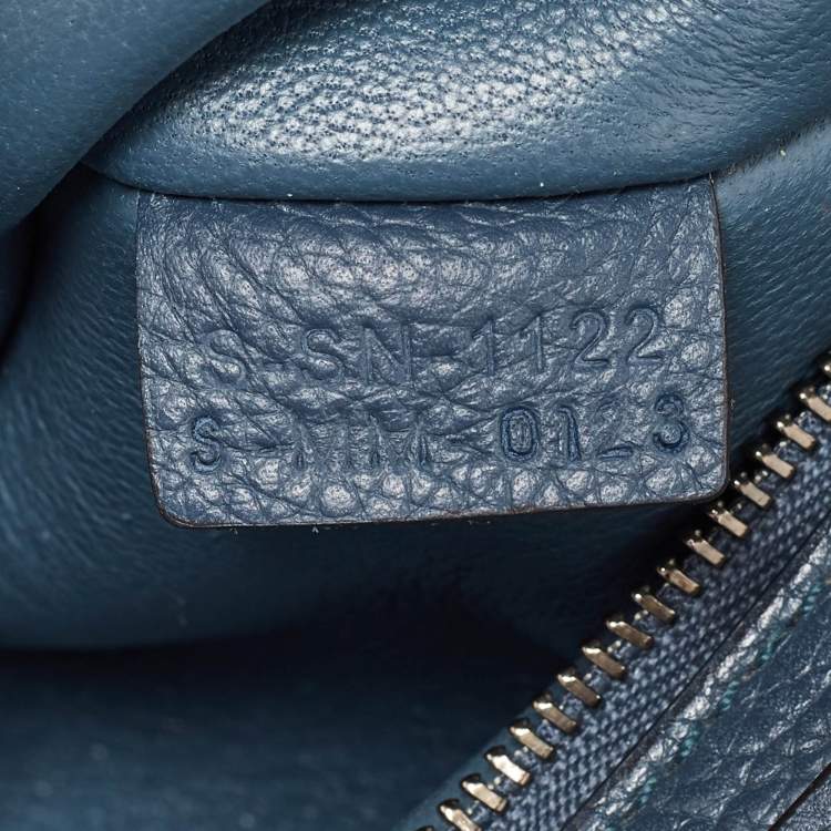 Pre Owned Celine Blue Leather and Suede Medium Trapeze Top Handle Bag