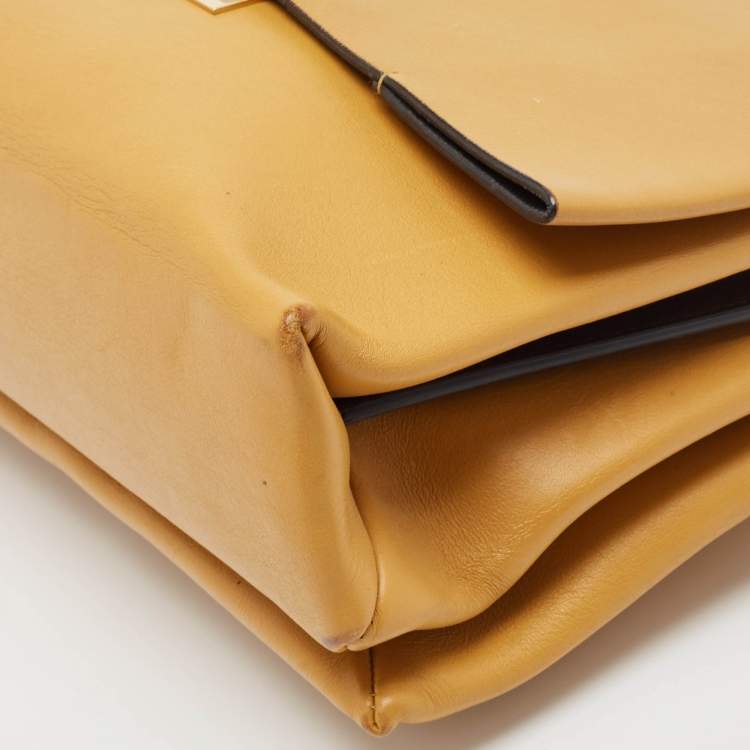 Pre Owned Celine Tan Leather Blade Flap Shoulder Bag