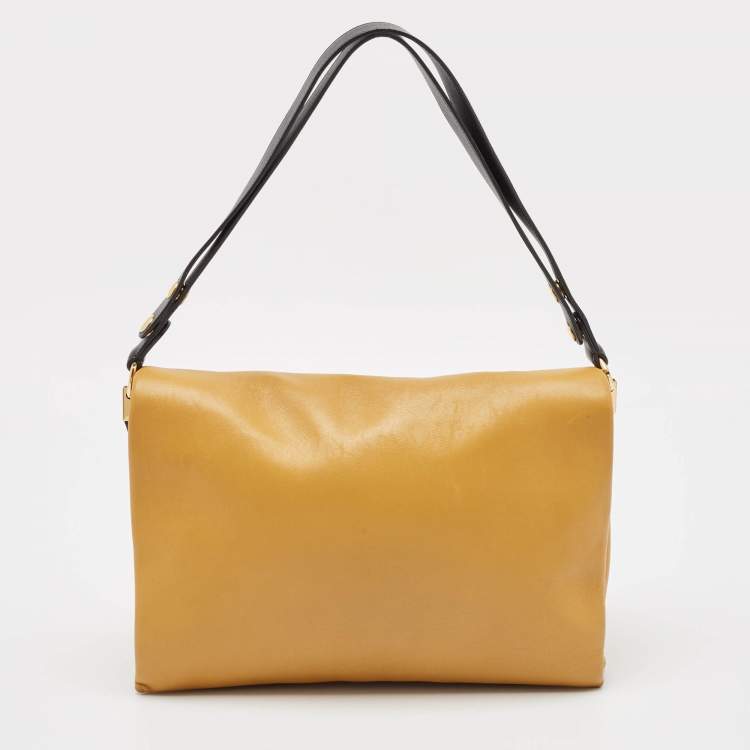 Pre Owned Celine Tan Leather Blade Flap Shoulder Bag