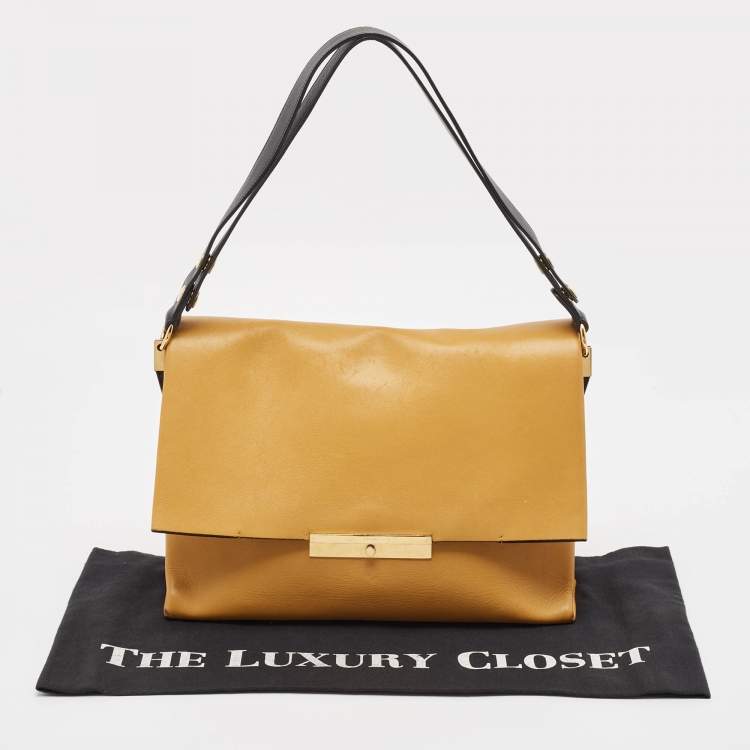 Pre Owned Celine Tan Leather Blade Flap Shoulder Bag