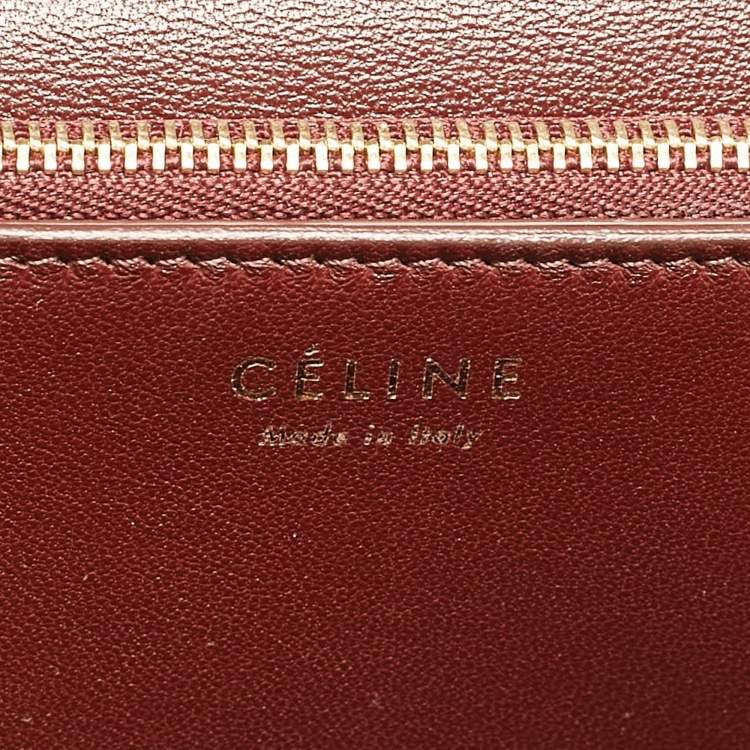 Pre Owned Celine Burgundy Stingray and Leather Medium Classic Box Shoulder Bag