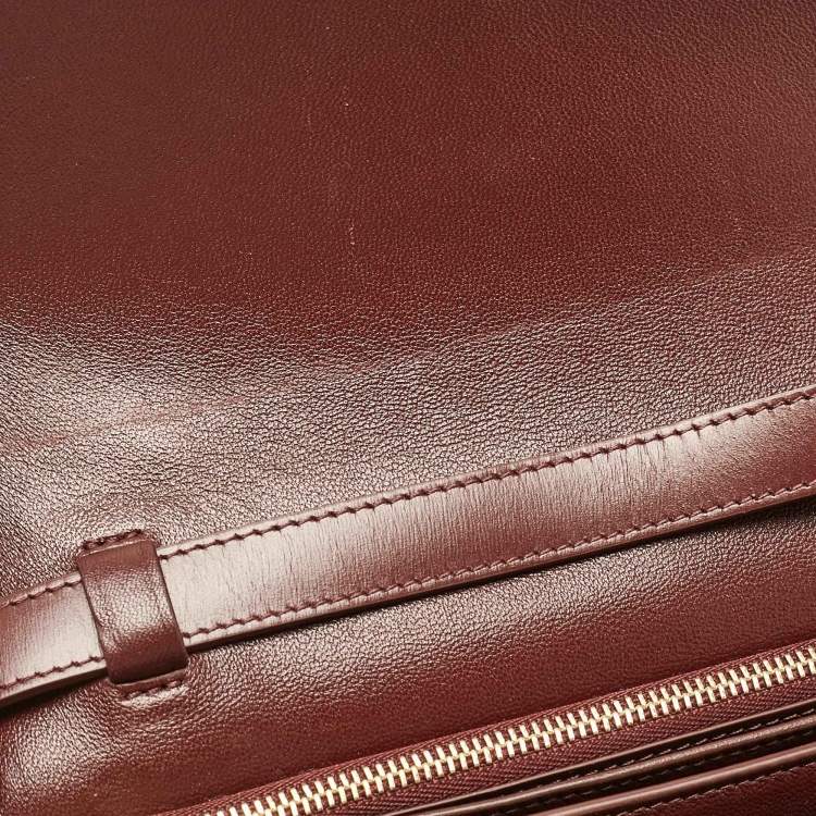 Pre Owned Celine Burgundy Stingray and Leather Medium Classic Box Shoulder Bag