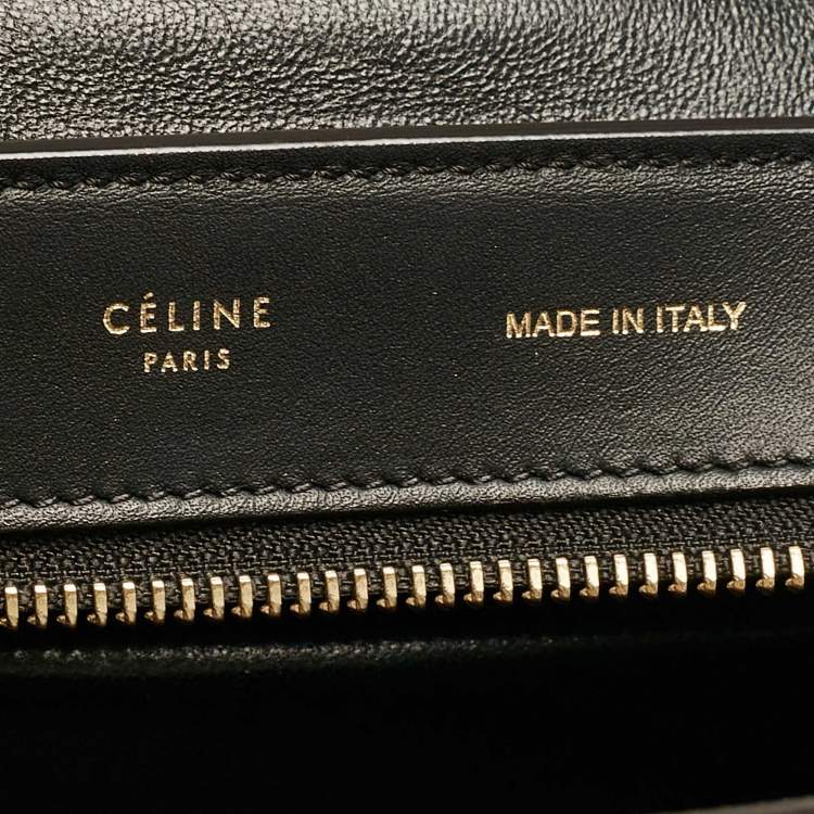 Pre Owned Celine Black Croc Embossed Nubuck and Leather Medium Trapeze Bag