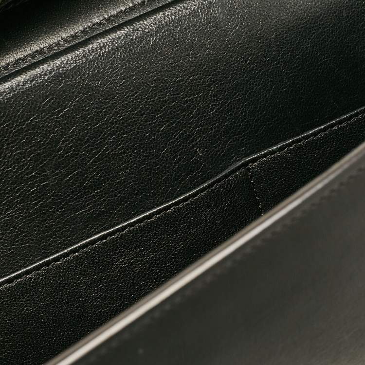 Pre Owned Celine Black Croc Embossed Nubuck and Leather Medium Trapeze Bag
