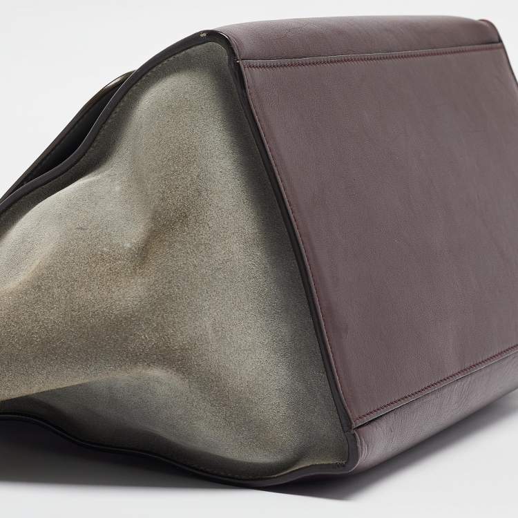 Pre Owned Celine Tricolor Leather and Suede Medium Trapeze Top Handle Bag
