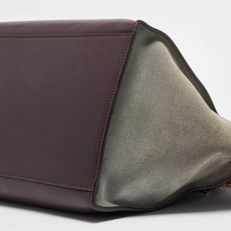 Pre Owned Celine Tricolor Leather and Suede Medium Trapeze Top Handle Bag