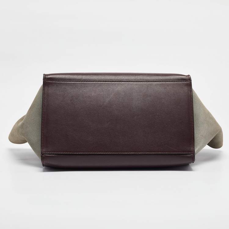Pre Owned Celine Tricolor Leather and Suede Medium Trapeze Top Handle Bag