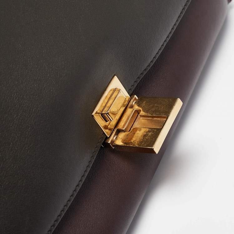 Pre Owned Celine Tricolor Leather and Suede Medium Trapeze Top Handle Bag