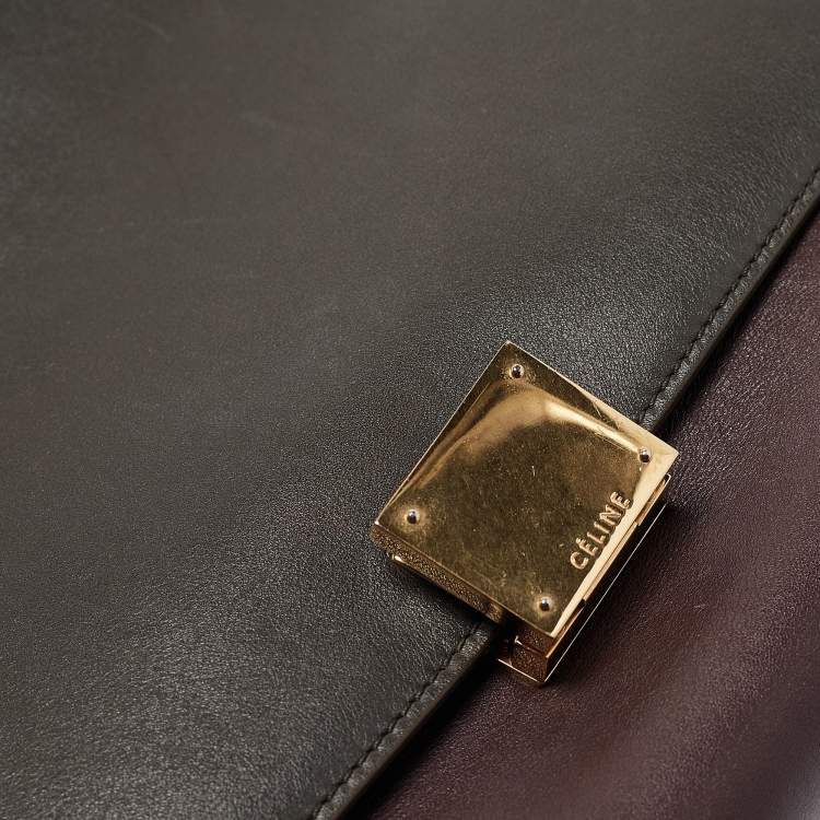Pre Owned Celine Tricolor Leather and Suede Medium Trapeze Top Handle Bag