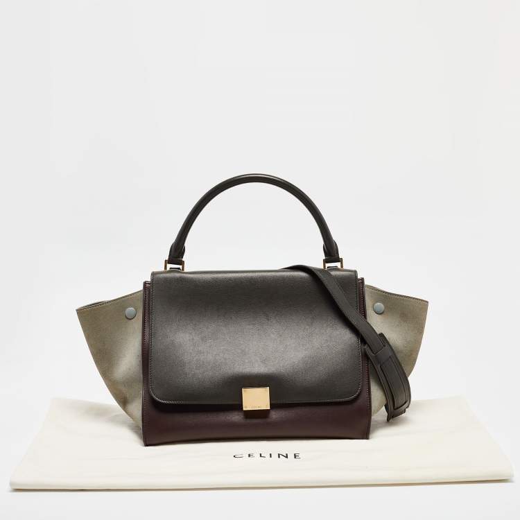 Pre Owned Celine Tricolor Leather and Suede Medium Trapeze Top Handle Bag