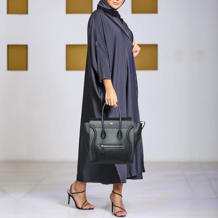 Pre Owned Celine Black Leather Micro Luggage Tote