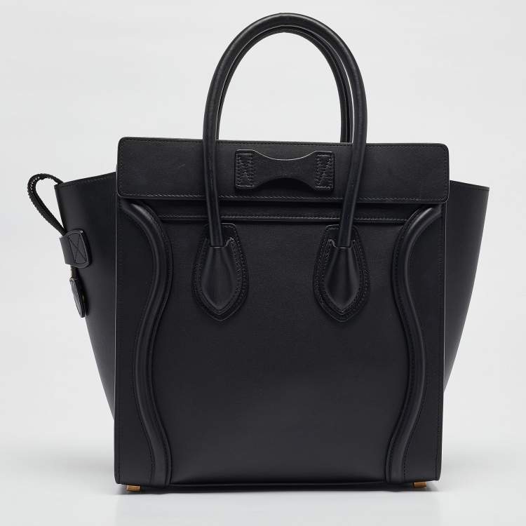 Pre Owned Celine Black Leather Micro Luggage Tote