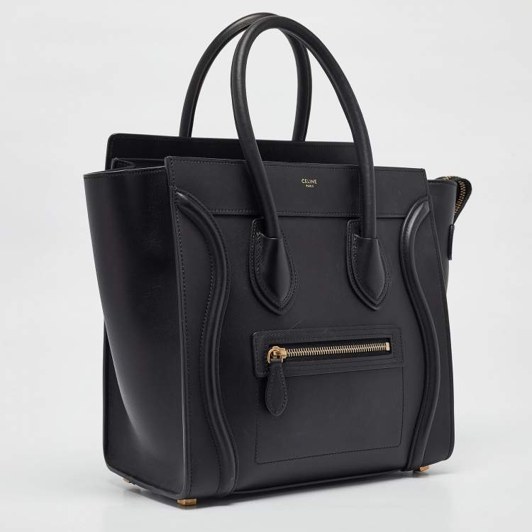 Pre Owned Celine Black Leather Micro Luggage Tote