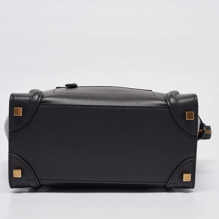 Pre Owned Celine Black Leather Micro Luggage Tote