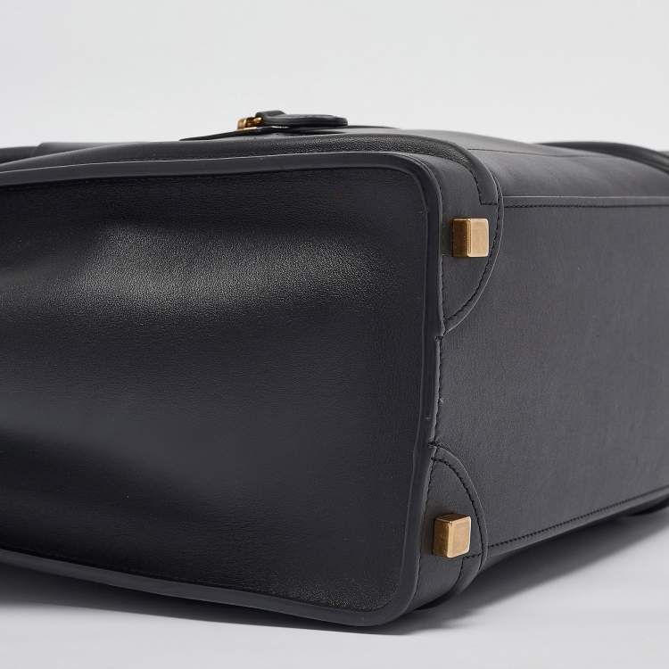 Pre Owned Celine Black Leather Micro Luggage Tote