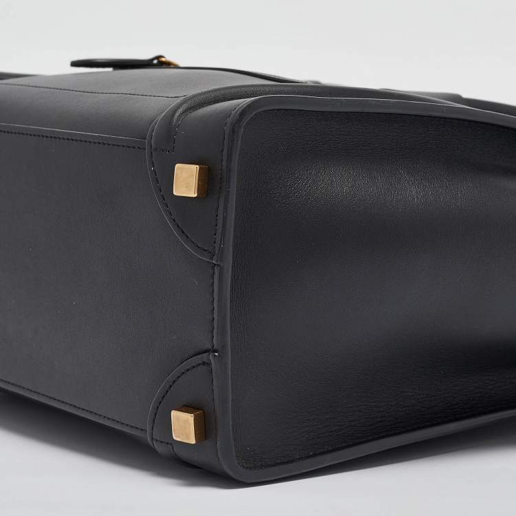 Pre Owned Celine Black Leather Micro Luggage Tote