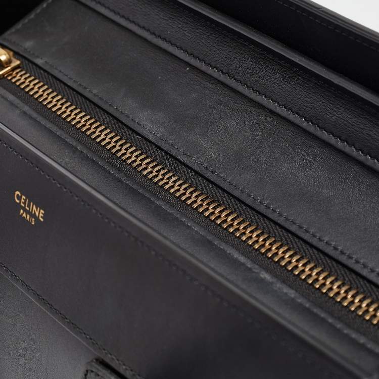 Pre Owned Celine Black Leather Micro Luggage Tote