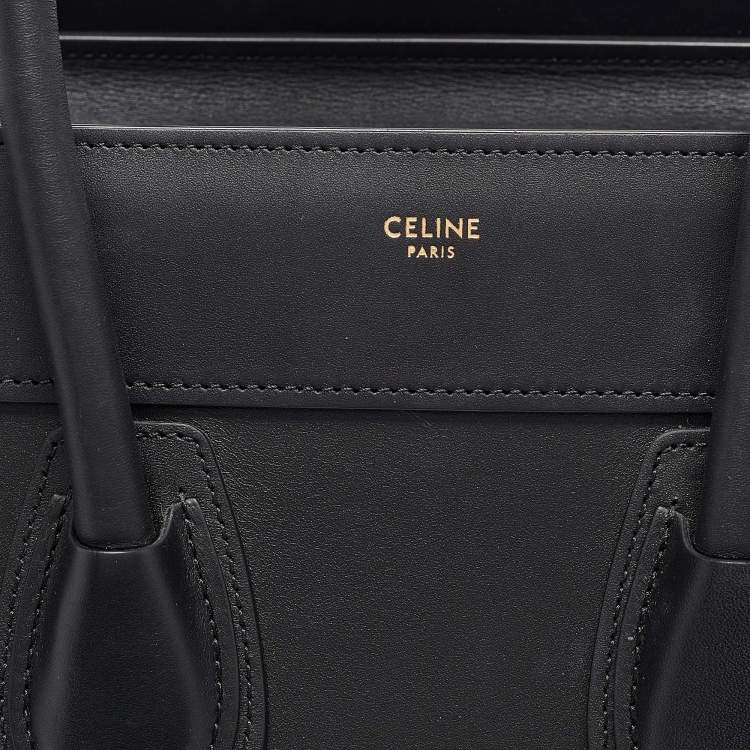 Pre Owned Celine Black Leather Micro Luggage Tote