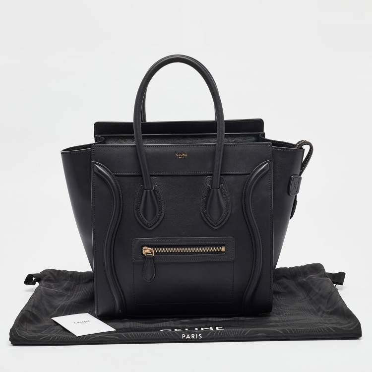 Pre Owned Celine Black Leather Micro Luggage Tote