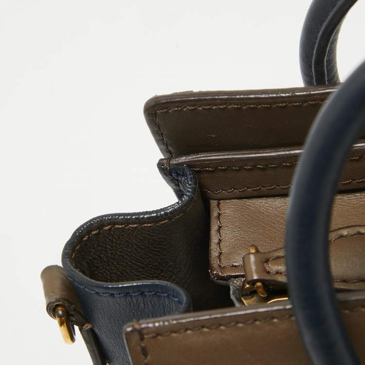 Pre Owned Celine Tri Color Leather Nano Luggage Tote