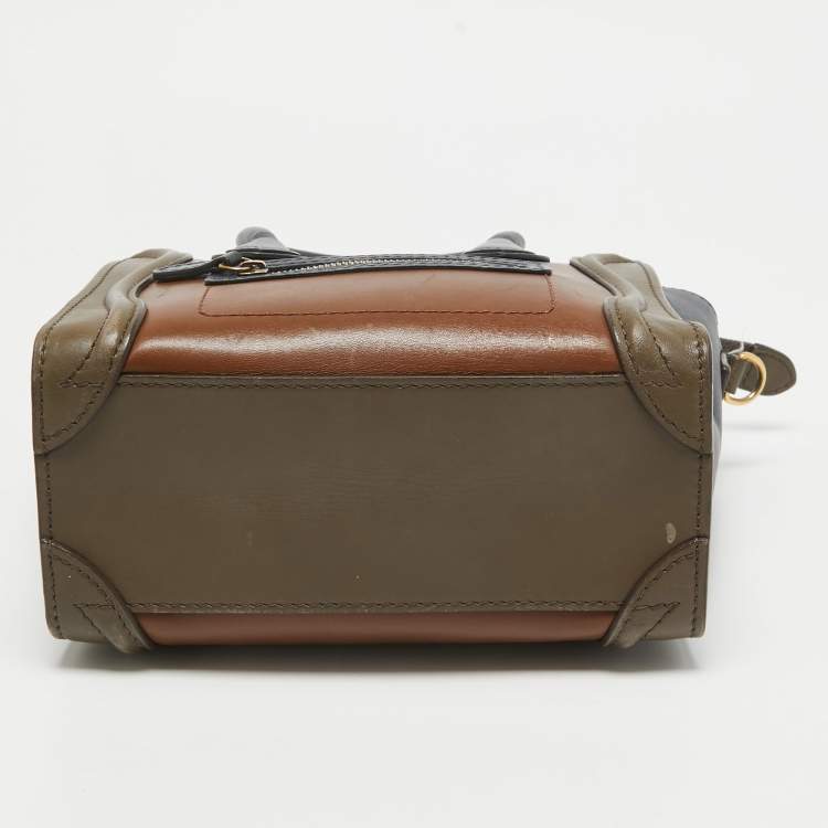 Pre Owned Celine Tri Color Leather Nano Luggage Tote