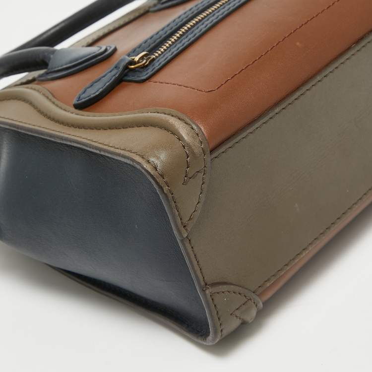 Pre Owned Celine Tri Color Leather Nano Luggage Tote