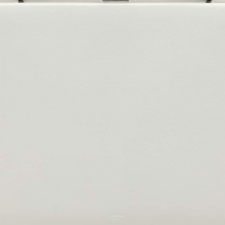 Pre Owned Celine White Leather Medium Clasp Top Handle Bag