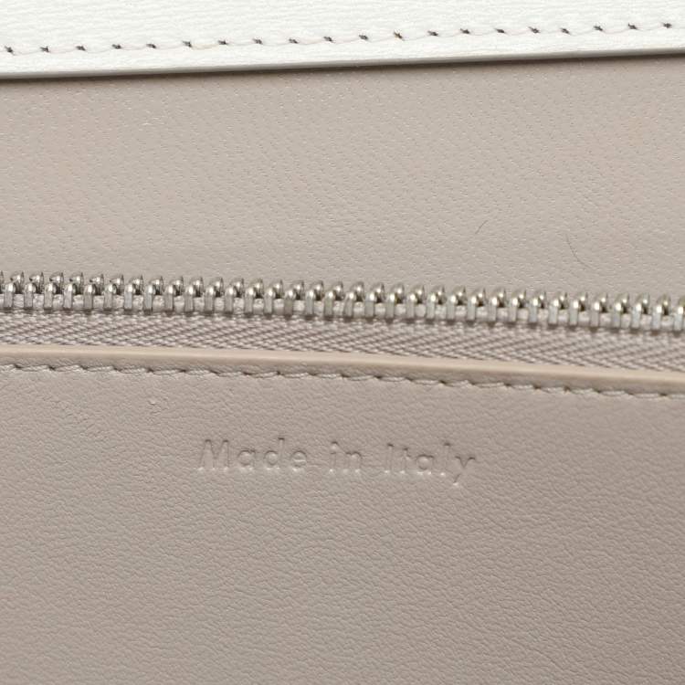Pre Owned Celine White Leather Medium Clasp Top Handle Bag