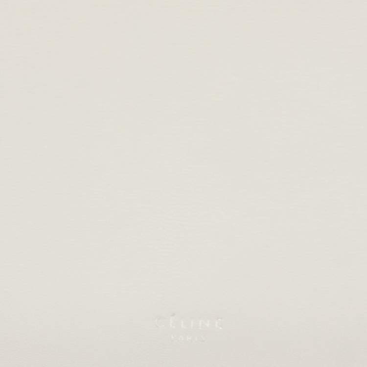 Pre Owned Celine White Leather Medium Clasp Top Handle Bag