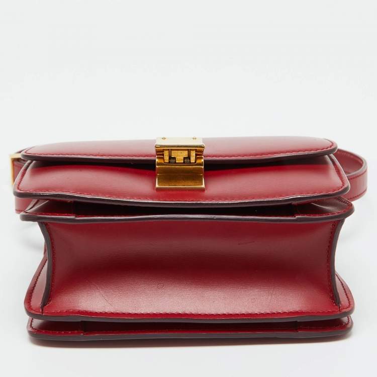 Pre Owned Celine Red Leather Small Classic Box Crossbody Bag