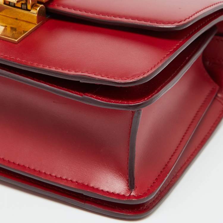 Pre Owned Celine Red Leather Small Classic Box Crossbody Bag