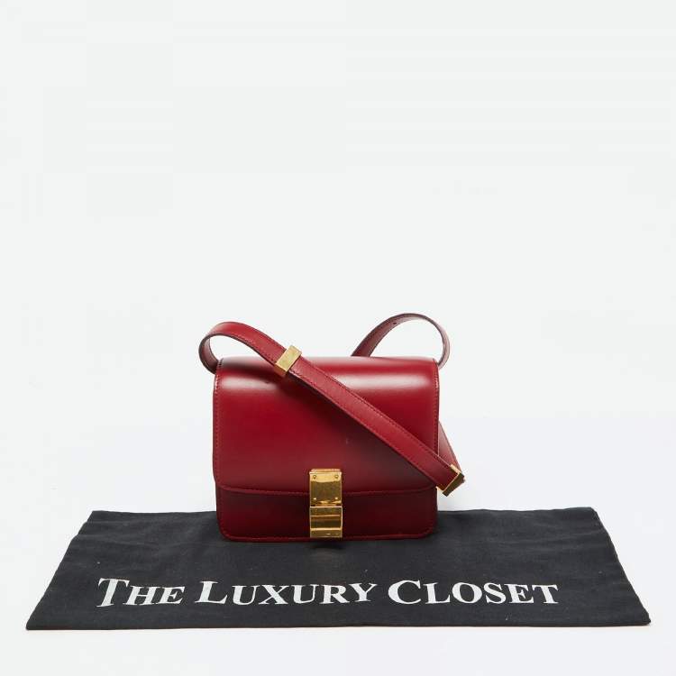 Pre Owned Celine Red Leather Small Classic Box Crossbody Bag