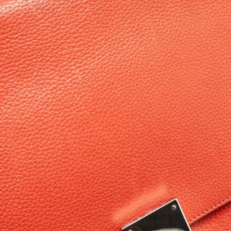 Pre Owned Celine Orange Leather and Suede Small Trapeze Top Handle Bag