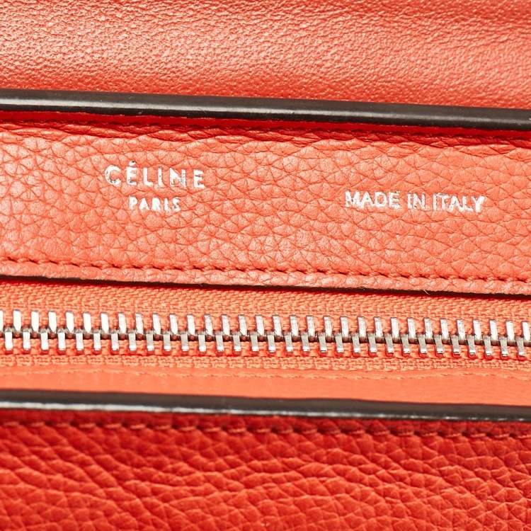 Pre Owned Celine Orange Leather and Suede Small Trapeze Top Handle Bag