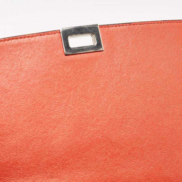 Pre Owned Celine Orange Leather and Suede Small Trapeze Top Handle Bag
