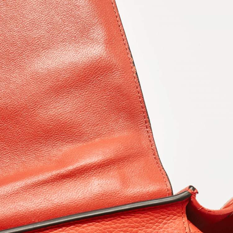 Pre Owned Celine Orange Leather and Suede Small Trapeze Top Handle Bag