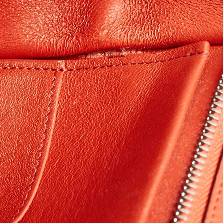 Pre Owned Celine Orange Leather and Suede Small Trapeze Top Handle Bag